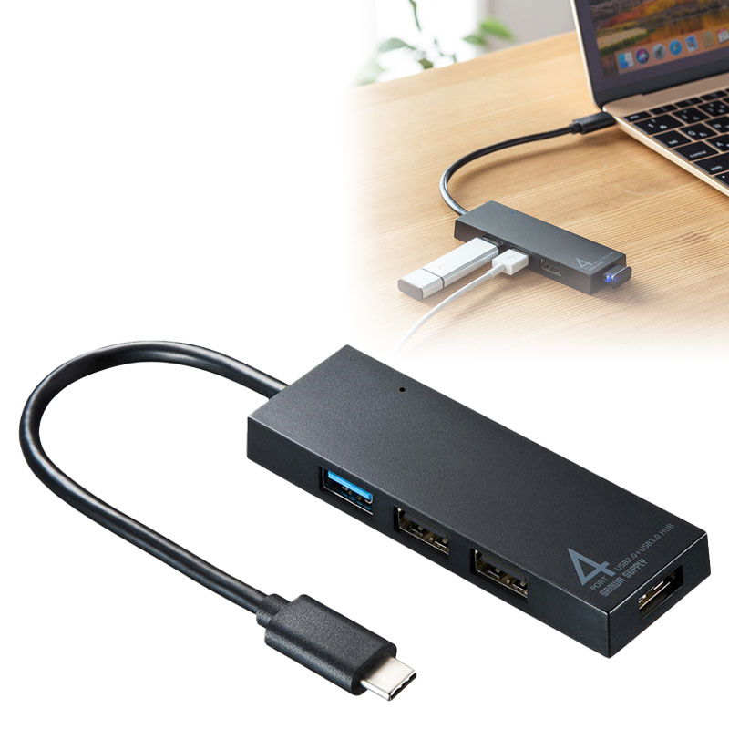 USB Type C コンボハブ 4ポート ブラック USB-3TCH7BK サンワサプライ