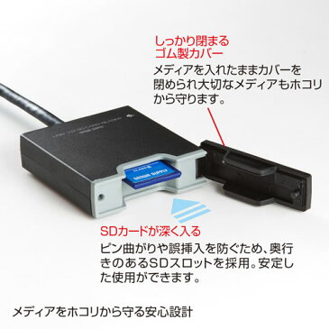 SDカードリーダー SD microSD用 USB3.0対応 カバー付き ADR-3SDUBK サンワサプライ