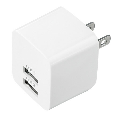 USB充電器 2ポート 2.4A 小型 ホワイト ACA-IP44W サンワサプライ