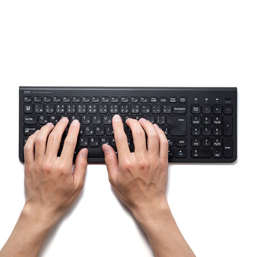 ワイヤレスキーボード_コンパクト_スリム_パンタグラフ_テンキー付き_ブラック_SKB-WL31BK_サンワサプライ