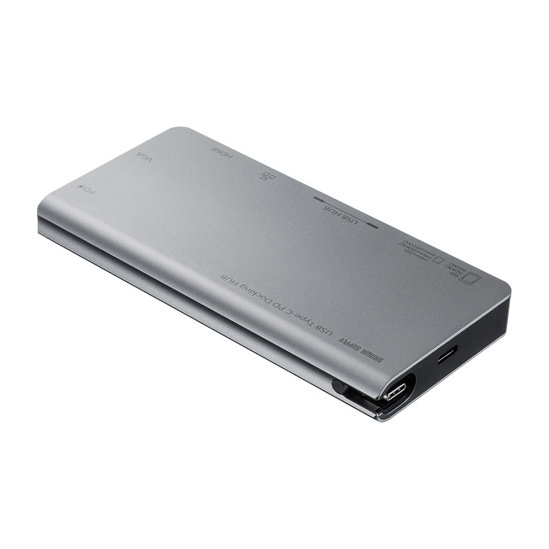 USB_Type-C_ドッキングハブ_VGA_HDMI_LANポート_カードリーダー搭載_USB-3TCH13S2_サンワサプライ
