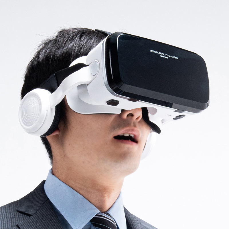 サンワサプライ 【5/15限定！最大100％ポイント還元＆10％クーポン】VRゴーグル ヘッドホン付き Bluetoothコントローラー内蔵 再生/停止/音量調節ボタンつき MED-VRG6 サンワサプライ