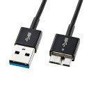 USB3.0マイクロケーブル A-microB 超極細タイプ ブラック 0.5m KU30-AMCSS05K サンワサプライ【ネコポス対応】