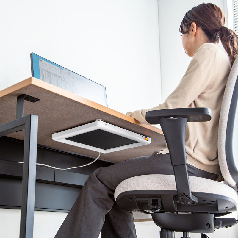 デスクパネルヒーター_マグネット取付金具付き_ホワイト_机下_PH-DESK1W2_サンワサプライ