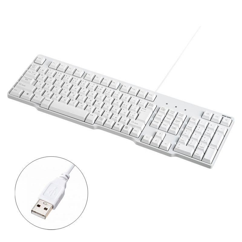 【最大1,000円オフクーポン発行中】キーボード 有線 USB テンキー 日本語配列 排水機能 ホワイト SKB-L1UN サンワサプライ