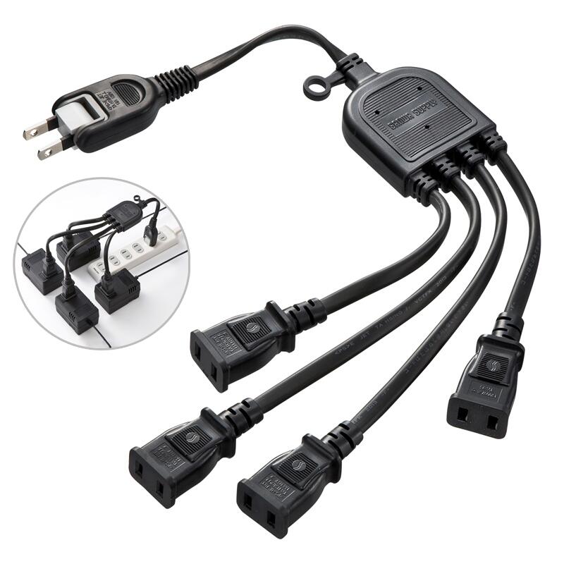 【最大1,000円オフクーポン発行中】ACアダプター延長コード 4分岐 ブラック TAP-EX4BKN サンワサプライ