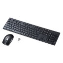 【予約受付中】ワイヤレスキーボード 静音ワイヤレスマウス付き コンパクトサイズ フルキーボード 2.4GHzワイヤレス 薄型メンブレン 電池式 ブラック SKB...