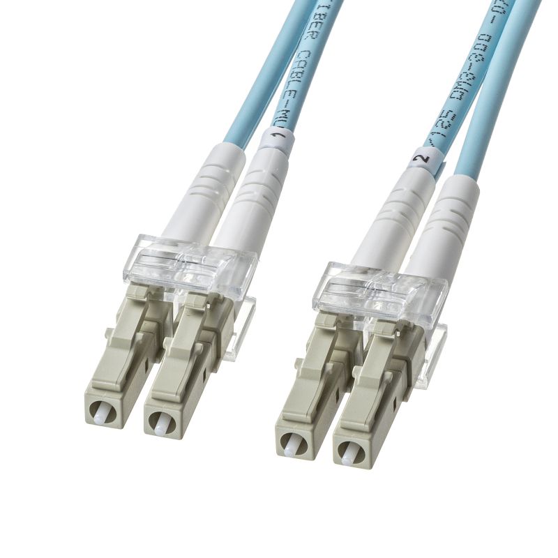 【最大1,000円オフクーポン発行中】光ケーブル 光ファイバーケーブル 2m アーマード メガネ型 マルチモード OM3 LC×2-LC×2 アクア HKB-A...