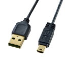 極細ミニUSBケーブル USB2.0 A-ミニBタイプ ブラック 1m KU-SLAMB510BKK サンワサプライ