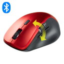 マウス ワイヤレス Bluetooth 横スクロール サイドホイール 乾電池式 マルチペアリング 静音 DPI切替 レッド MA-BBS523R サンワサプライ
