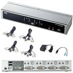 【最大500円クーポン配布中】KVMスイッチ パソコン切替器 USB DVI PS2 4ポート ディスプレイ キーボード マウス Win Mac SW-KVM4HDCN サンワサプライ