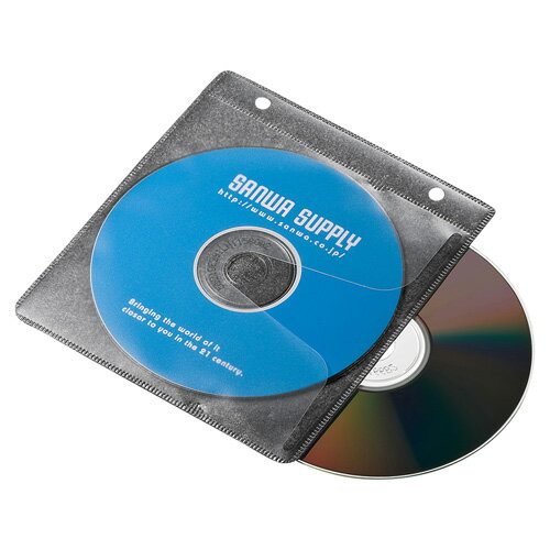 【最大1,000円オフクーポン発行中】CD/DVD不織布ケース リング穴付き 50枚入り ブラック FCD-FRBD50BK サンワサプライ