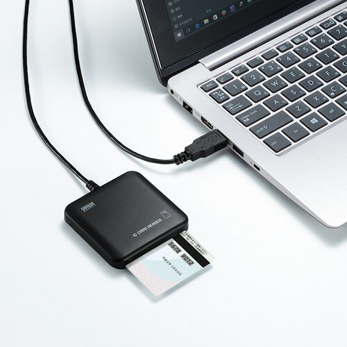 【訳あり 新品】ICカードリーダライタ （確定申告・マイナンバー・e-Tax・公的個人認証サービス・接触型） 自宅で確定申告　ADR-MNICUBK　サンワサプライ ※箱にキズ、汚れあり