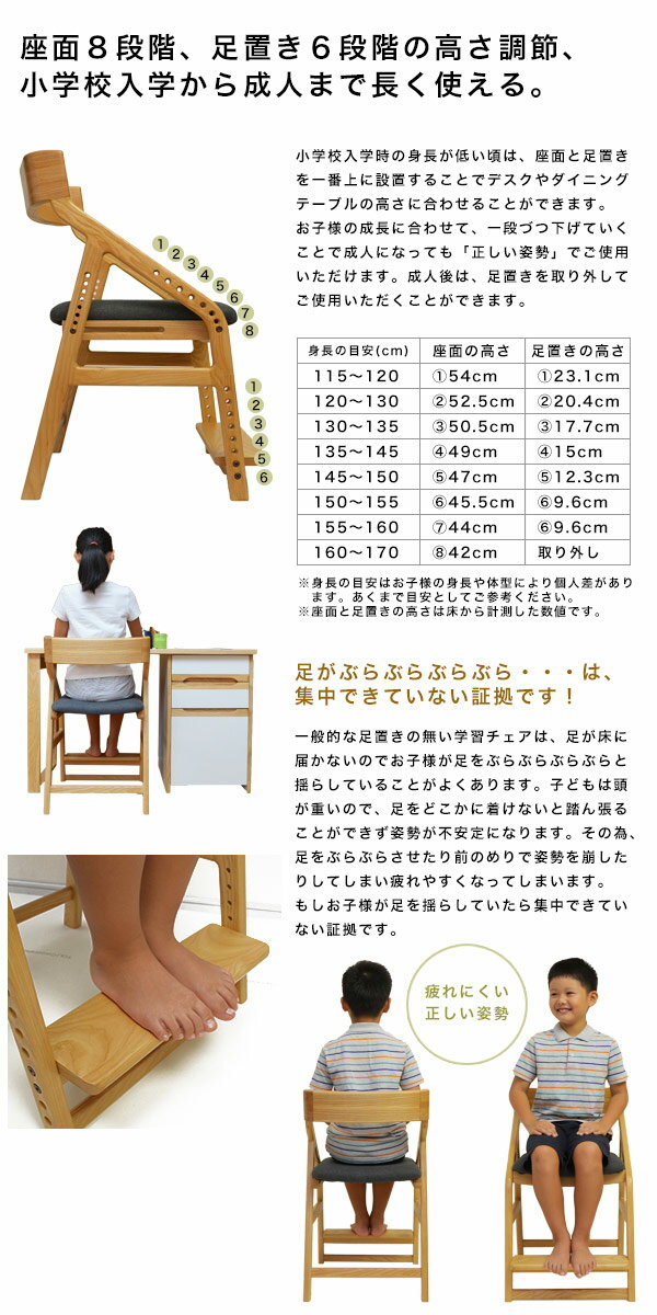 頭の良い子を目指す椅子+専用カバー付 自発心を促す 学習チェア 木製 カバー 子供チェア 学習椅子 おすすめ 学習イス