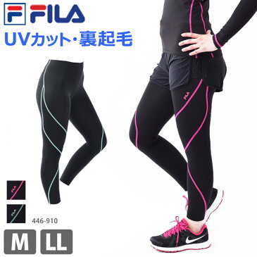 ランニング レギンス レディース FILA フィラ コンプレッション タイツ 裏起毛 10分丈レギンス インナー UVカット 女性用 スポーツウェア カッコイイ ライン すっきり あったか あたたかい 冷え対策 M L LL 446910 ネコポス 送料無料