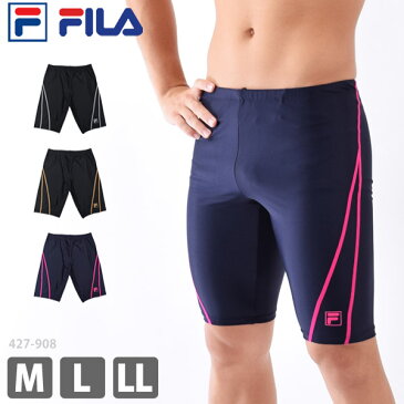 \期間限定30%OFF/ FILA(フィラ) メンズ フィットネス水着 男性用 ひざ丈 スイムボトム すっきりフィット スパッツ型 体型カバー 紳士 サーフパンツ スイミング スイムウェア スクール水着 大きいサイズ ブラック/黒 ネイビー/コン 427908 M/L/LL ネコポス送料無料