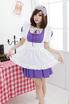 【送料無料】 萌え 純真 メイド コスチューム パープル 【ハロウィン】【コスチューム】【衣装】【ランジェリー】【コスプレ】 【ベビードール】