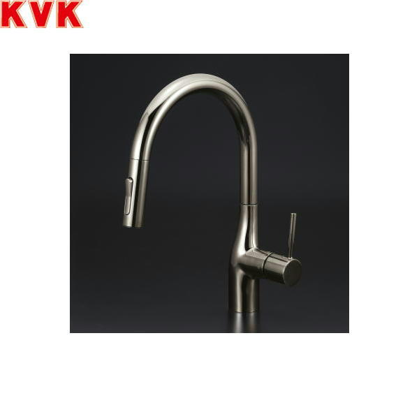 KVKシングルシャワー付混合栓 KM6061ZECBN 吐水口長さ：245mm 取付穴径：φ35〜39mm 寒冷地仕様 eレバー水栓(レバー中央水吐水) シャワー引出し式 色：ダークブラックめっき ブレードホース・クイックファスナー式 寒冷地仕様は逆止弁なし 吐水口回転規制160°KVK KM6061ZECBN