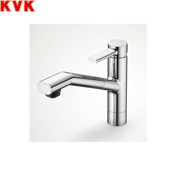 KVK流し台用シングルレバー式シャワー付混合水栓 KM908 一般地仕様 吐水口長さ：244mm 取付穴径：φ36〜38mm シャワー引出し式 スピードナット ブレードホース・クイックファスナー式 寒冷地仕様は逆止弁なし 水受トレー付KVK KM908