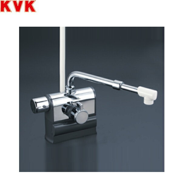 KVKデッキ形サーモスタット式シャワー KF3008LSJ 一般地・寒冷地共用 伸縮自在パイプ付(220mm〜350mm) eシャワーNf(浴び心地のいい快適節水シャワー) シャワーヘッド白/シャワーホース白1,45m/白ハンガー 可変ピッチ式(85mm、100mm、120mm) 左ハンドル仕様 洗い場・浴槽兼用水栓KVK KF3008LSJ