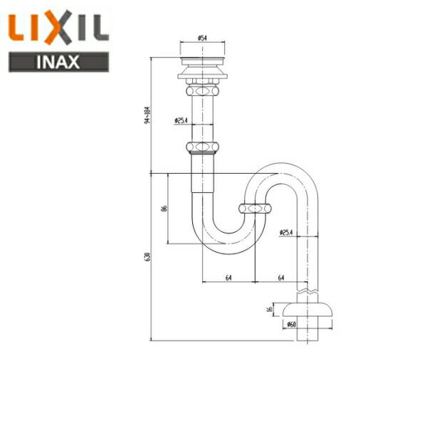 ポイント最大46倍5/9(木)20:00～5/16(木)1:59 LF-30SAL リクシル LIXIL/INAX 排水金具 呼び径25mm 床排水Sトラップ 送料無料