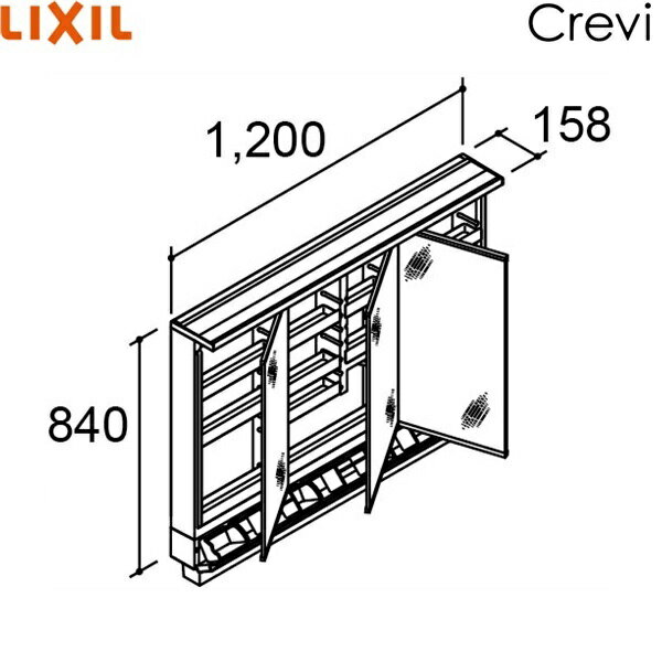 MRB-1203KXJU リクシル LIXIL/INAX クレヴィ ミラーキャビネット 奥行500タイプ 3面鏡 くもり止めコート 間口1200 スリムLED ...