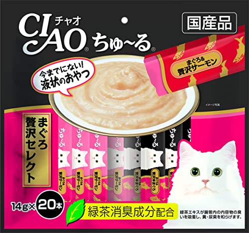 チャオ (CIAO) 猫用おやつ ちゅ~る まぐろ 贅沢セレクト 14グラム (x 20)