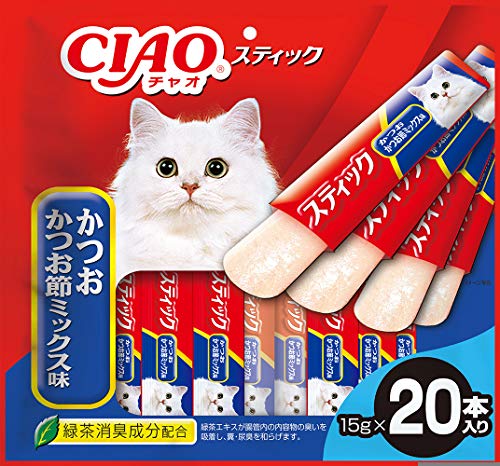 チャオ (CIAO) 猫用おやつ スティック かつお かつお節ミックス味 15グラム (x 20)