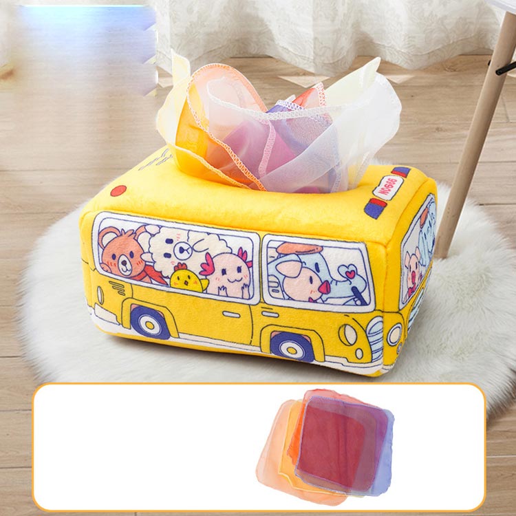 ティッシュのおもちゃ 車 【13枚スカーフ付き】 ティッシュケース ベビー向けおも...