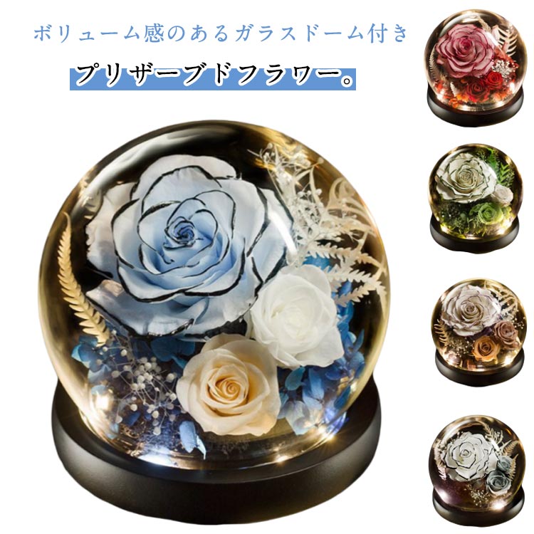 Rakuten - 敬老の日 ガラスドーム プリザーブドフラワー 枯れない花 プレゼント 女性 結婚記念日 還暦祝い フラワーギフト 花 ギフト フラワーアレンジ 結婚祝い 誕生日 妻 友人 電報 喜寿 米寿 卒寿 祖母 お祝い 退職祝い 記念日