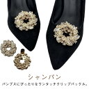 2個1組 ラウンド シューズクリップ シャンパン お呼ばれ シューズアクセサリー セレモニーシューズ ゴージャス ビジュー パンプスクリップ パンプス 飾り 2個1組 丸 取外しOK 着せ替え レディース 女性 結婚式 クリップ 装飾品 シューズパーツ かわいい