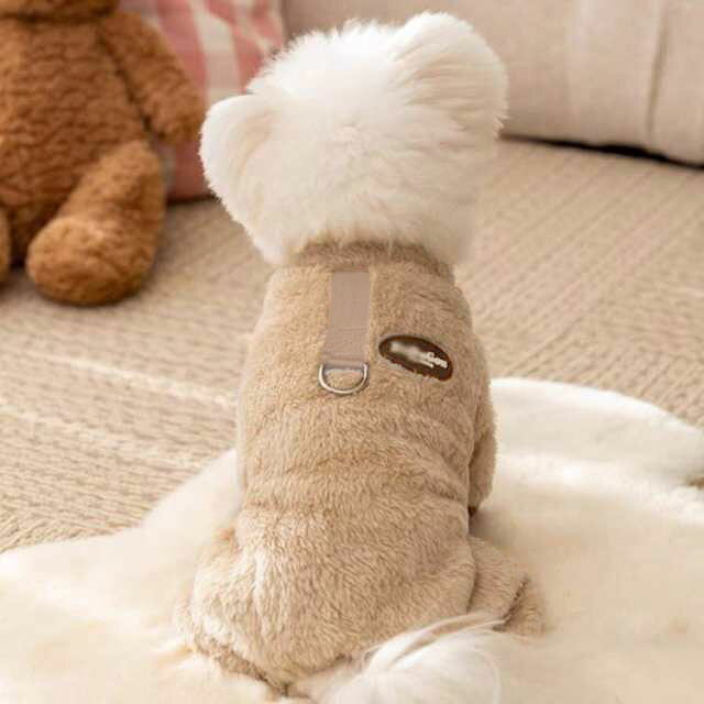 激安屋の小型犬用 犬の服 暖かい 犬服 秋冬 中綿コート つなぎ 防寒 あったか パジャマ ロンパース カバーオール 犬の服 ルームウェア ジャケット 抜け毛対策 長袖 ペット服 オーバーオール 着る毛布 防寒 保温 お散歩服｜アングル3