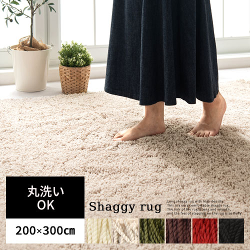 【期間限定！5%OFF】 ラグマット 200×300cm 洗える 滑り止め カーペット 長方形 シャギー 床暖房対応 ラグ ふかふか マット 大きい 絨毯 ふわふわ ホットカーペット対応 オールシーズン 冬用 新生活 おしゃれ ベージュ ブラウン 他 全5色 CARPET000011