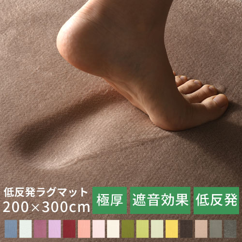 【2,480円引き】 低反発 ラグ 極厚 25mm 200×300 ラグマット 滑り止め付 遮音 消音 ふかふか もっちり カーペット マット 衝撃吸収 絨毯 マイクロファイバー オールシーズン おそうじ楽々 リビング 子供部屋 無地 シンプル おしゃれ かわいい CARPET000010