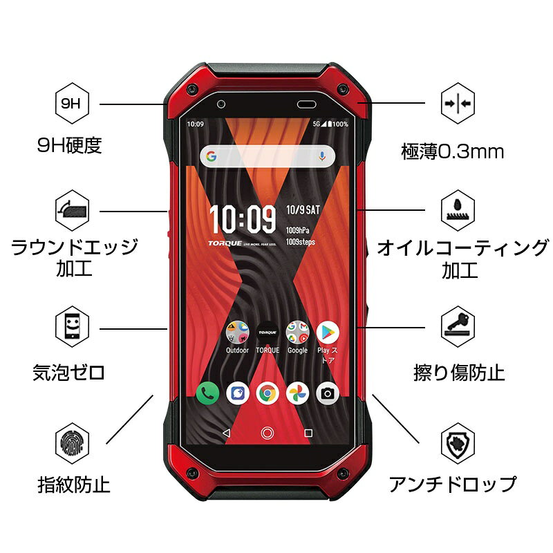 TORQUE 5G KYG01 ガラスフィルム 2.5D 0.3mm au 極薄タイプ 指紋防止 高感度タッチ 撥水 疎油 液晶保護シート 耐衝撃 強化ガラス保護シール 保護フィルム 表面硬度9h フィット 気泡なし 割れ防止 スマホ保護 ピッタリ フルカバー 貼り付け簡単 ゆうパケット 送料無料