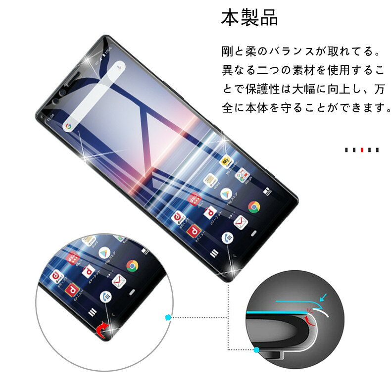 Xperia 1 SO-03L ガラスフィルム au SOV40 液晶保護ガラスシート 保護フィルム softbank 画面保護フィルム 3D全面保護 docomo SO-03L 強化ガラスフィルム 気泡ゼロ 極薄タイプ 指紋防止 飛散防止 ゆうパケット 送料無料