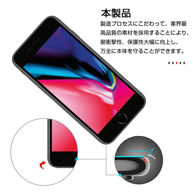 iPhone SE 第2世代 強化ガラス保護シール iPhone SE 第3世代 ガラスフィルム iPhone7 保護フィルム iPhone8 保護シート 指紋防止 高感度タッチ 防塵仕様 液晶保護シート 10H硬度 耐衝撃 高透過率 0.3mm 極薄タイプ クリア 疎油 撥水 ガイド枠付き 送料無料