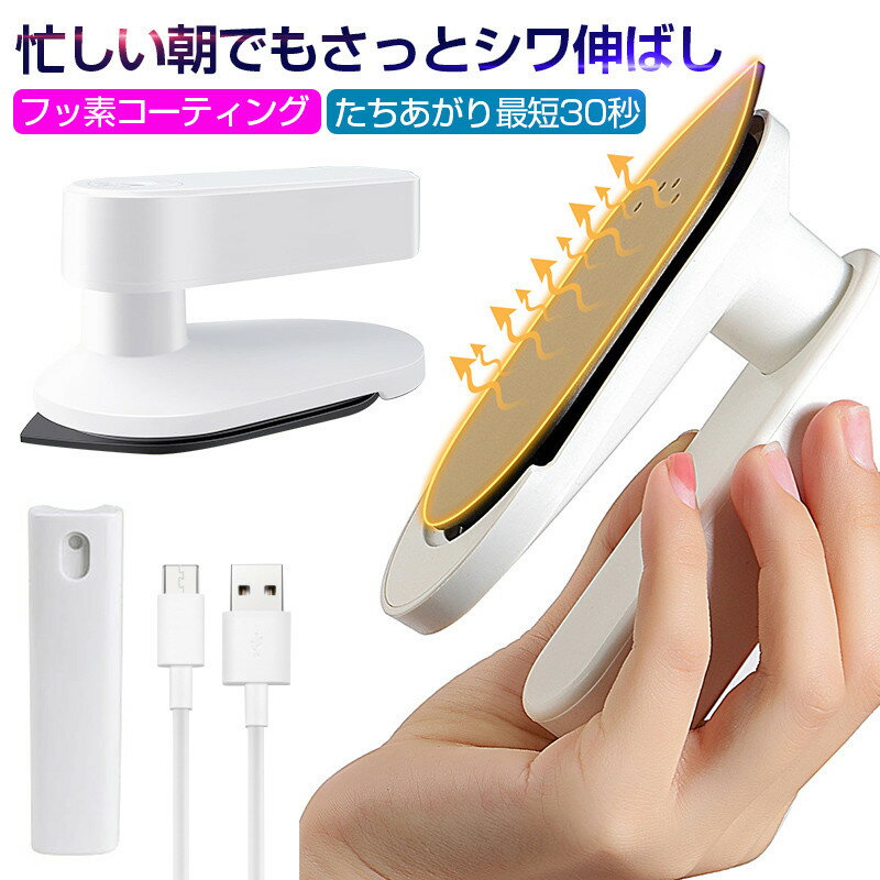 アイロン コードレスアイロン 収納ケース付き シワ伸ばし ハンディーアイロン ドライアイロン ハンガーにかけたまま フッ素コート ワイシャツ 3段階温度調節 除...