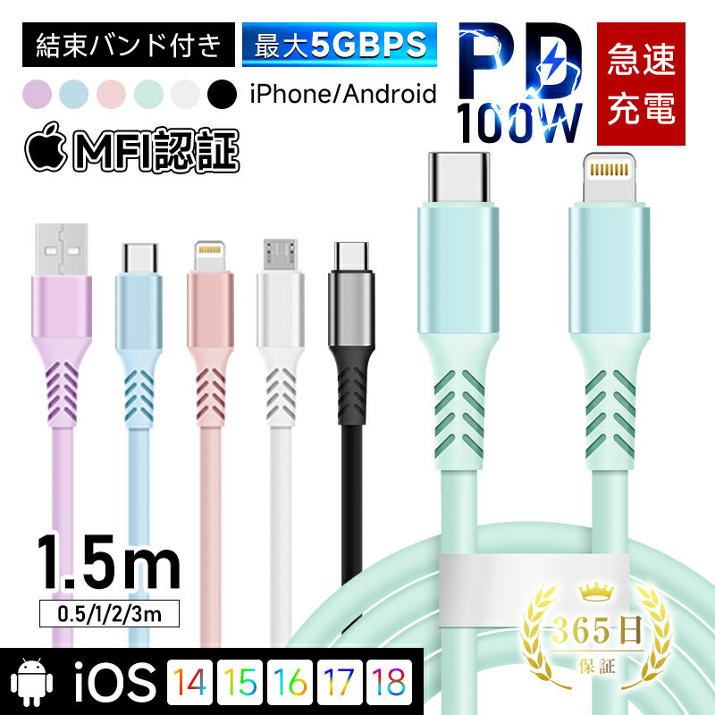 Type-C to Type-Cケーブル USB-A Type-C iPhone Lightning Micro ソフト シリコンケーブル PD100W 急速充...