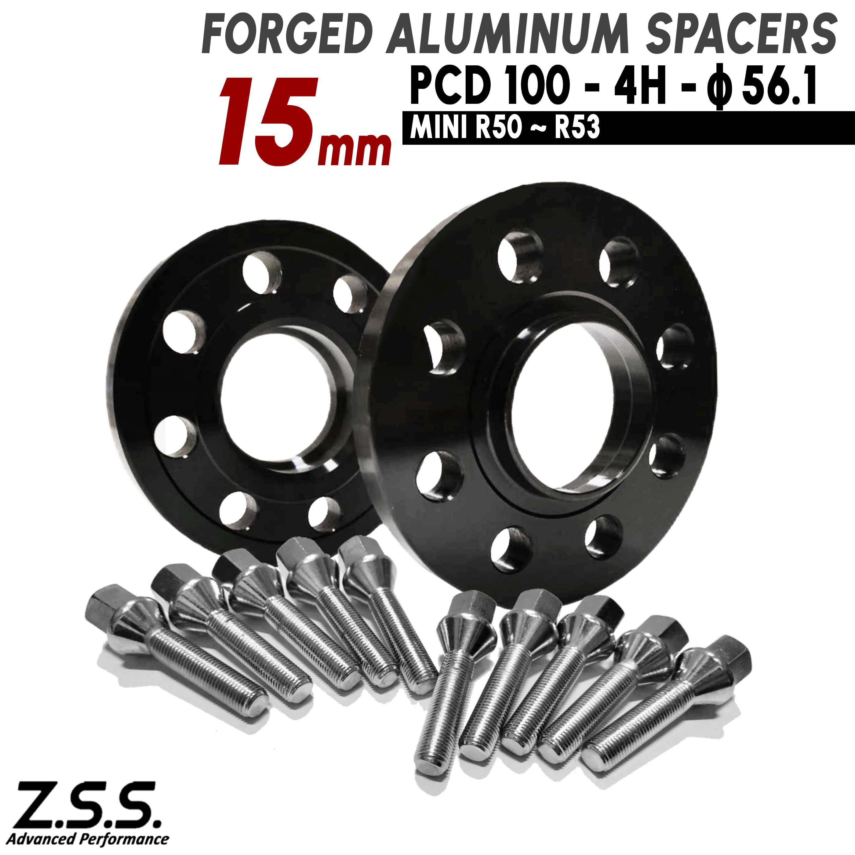 Z.S.S. AP ミニ クーパー MINI COOPER (2001~2006) R50 厚み15mm スペーサー PCD100 4穴 4x100 ハブ径 56.1φ M12xP1.50 ボルト付き ZSS