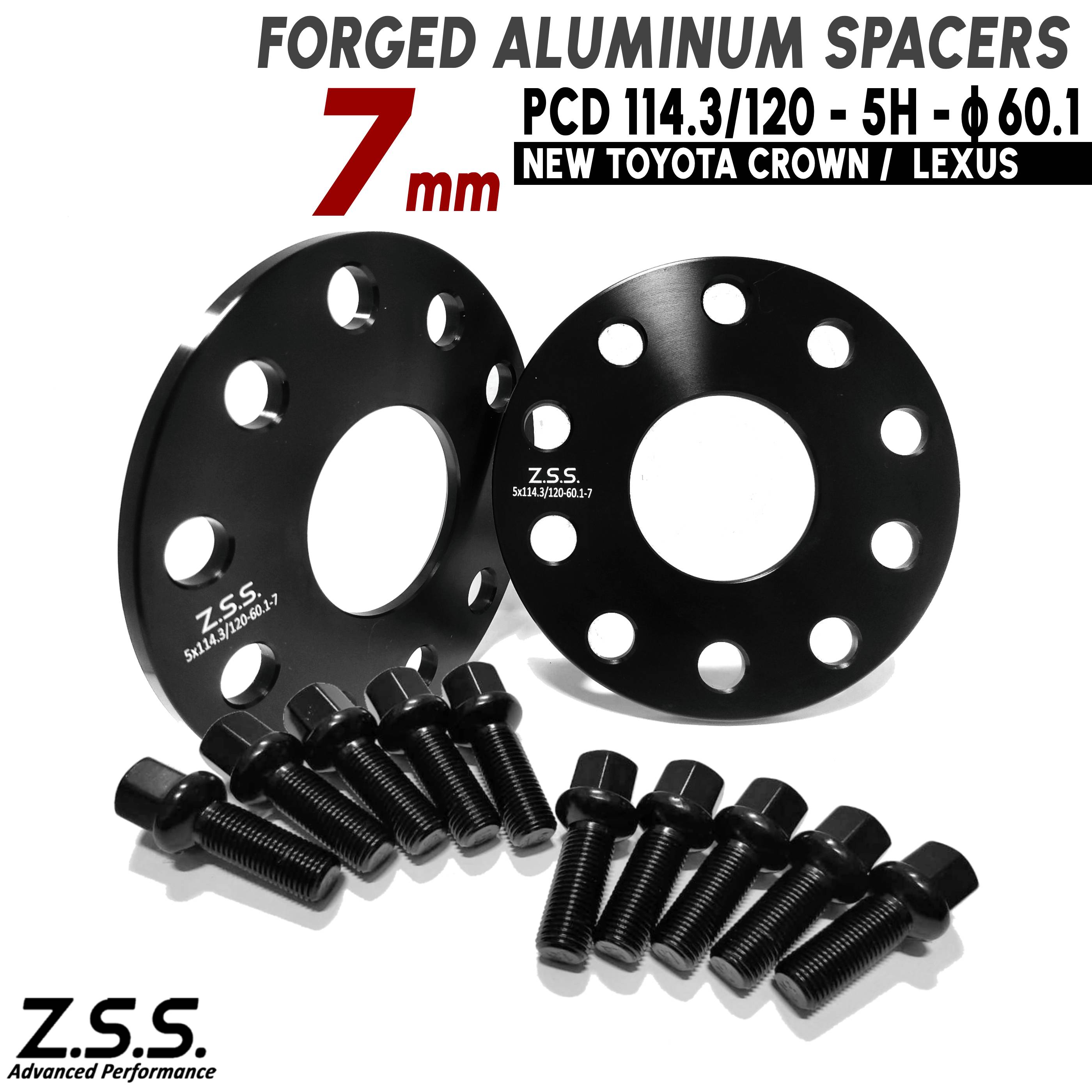 Z.S.S. AP 7mm PCD114.3 PCD120 5穴 5x114.3 5x120 ハブ径 60.1φ ワイドトレッドスペーサー トヨタ レクサス クラウン 純正ホイール用 ボルト付き