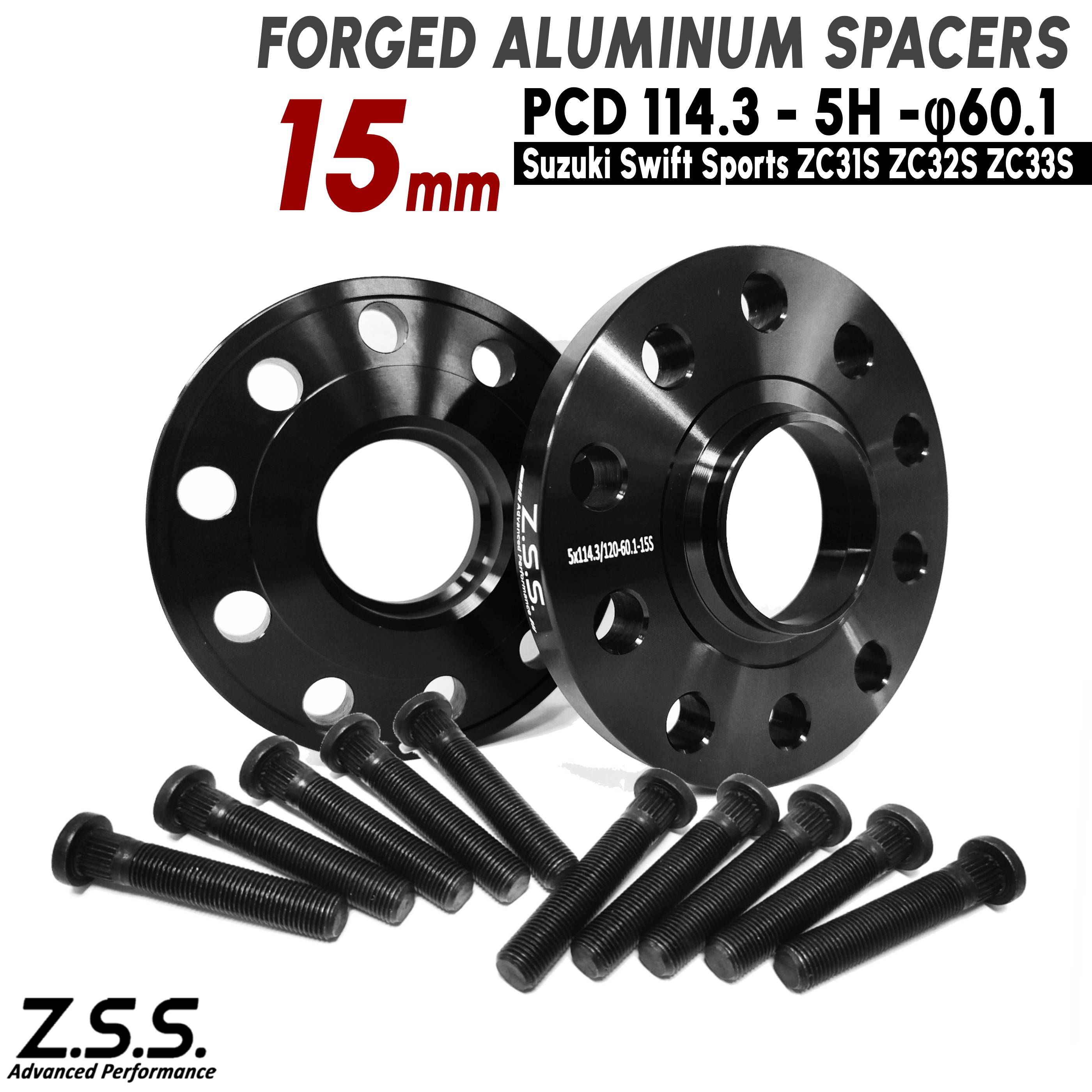 Z.S.S. AP 【 純正交換用ハブボルト付き】スズキ SX4 Sクロス S-Cross (13~21) YA22S YAA 15mm スペーサー PCD114.3 5穴 ハブ径 60.1φ