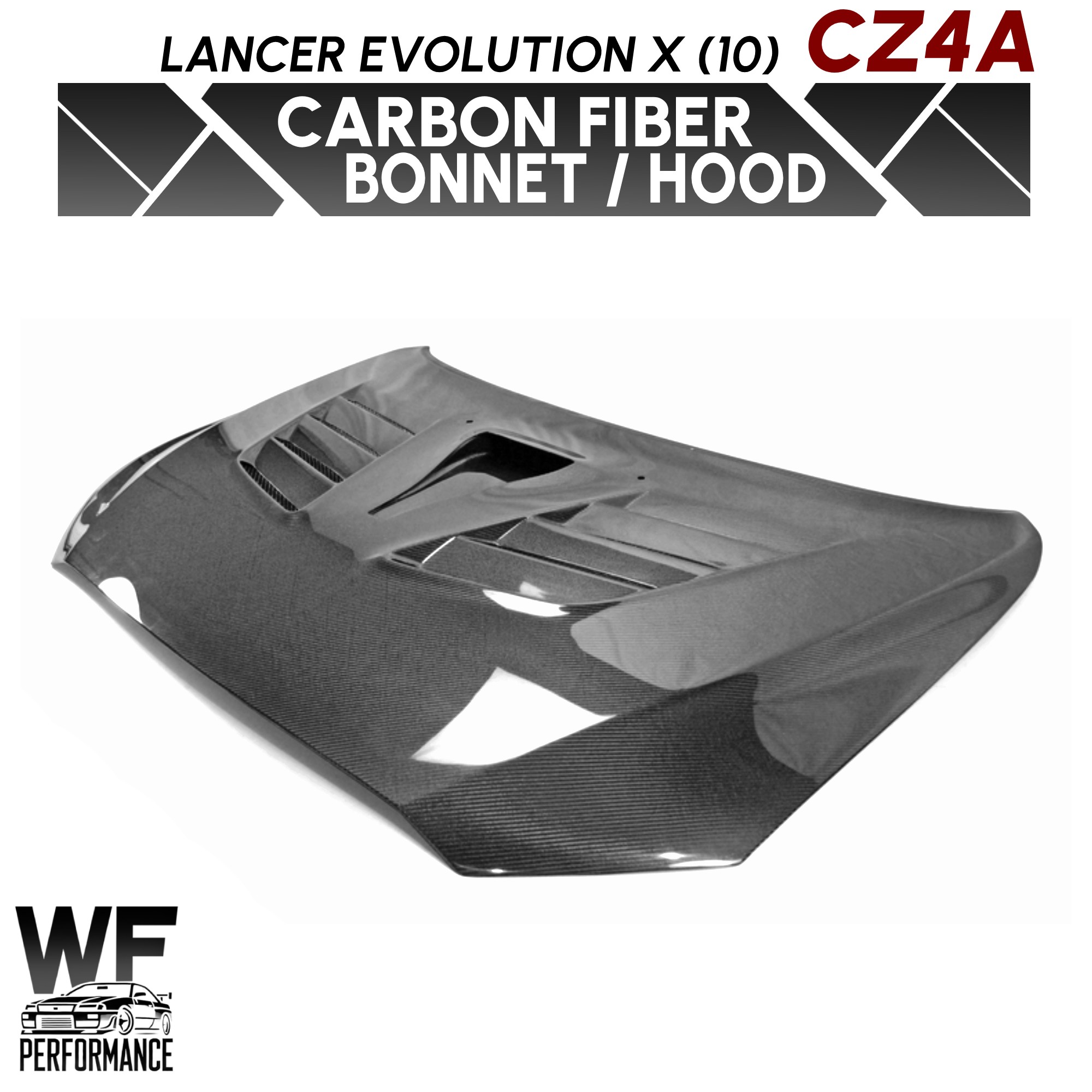 WF PERFORMANCE 三菱 ランサーエボリューションX Evo10 CBA-CZ4A ダクト有り 綾織り カーボン ボンネット ミツビシ Lancer Carbon Hood