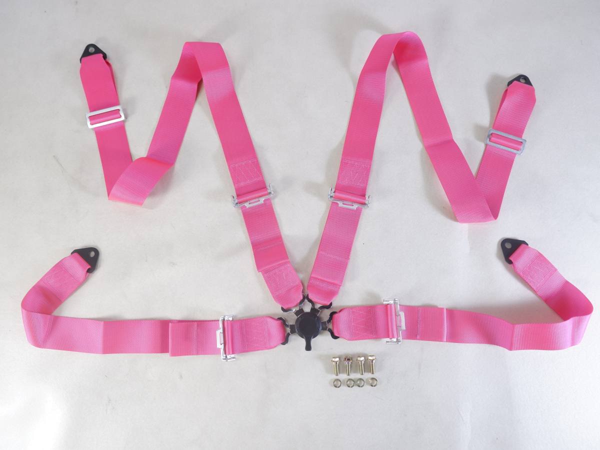 WF PERFORMANCE 4点式シートベルト 3インチ カムロック式 汎用 ネオンピンク