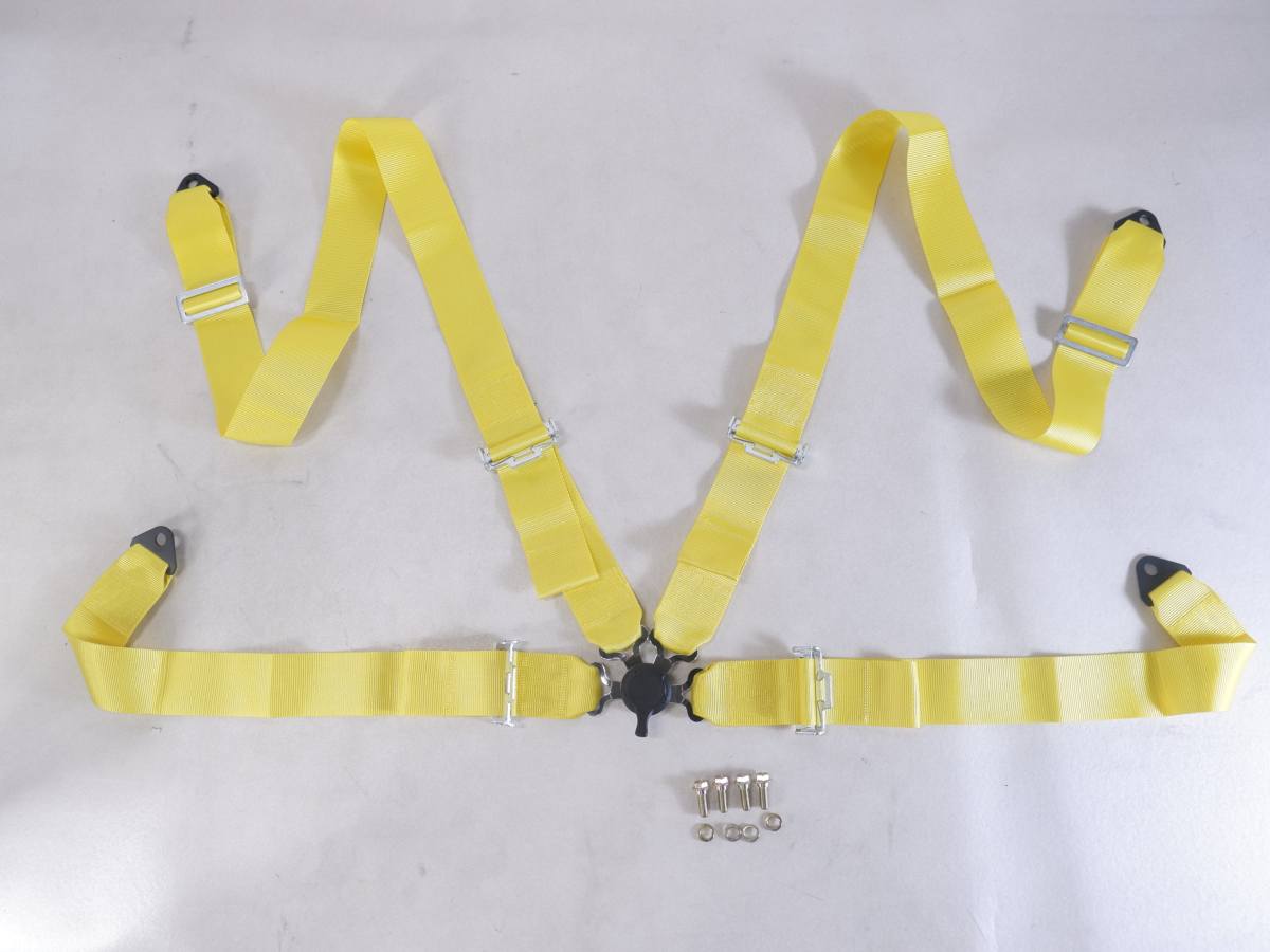 WF PERFORMANCE 4点式シートベルト 3インチ カムロック式 汎用 ネオンイエロー