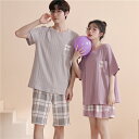 ペア パジャマ 半袖 夏 レディース パジャマ メンズ 綿 ペア パジャマ ギフト おしゃれ カップル ペア ルームウェア 夏 結婚祝い プレゼント ペア パジ...