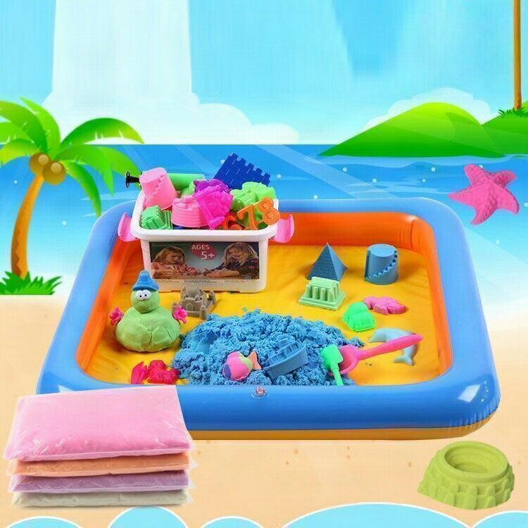 激安中村商店の子供 砂遊びセット 72点セット 室内用 お砂遊び 動く砂 魔法の砂 砂場 サンド キッズ 子ども 砂場遊び 遊び砂 おもちゃ 玩具 道具付き 収納ボ｜アングル2