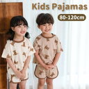 パジャマ キッズ 半袖 ベビー 子供服 男の子 女の子 夏 クマ くま テディベア 部屋着 セットアップ 上下セット かわいい 寝巻 おしゃれ キッズパジャマ 子供パジャマ ルームウェアア 綿 コットン 80cm 90cm 100cm