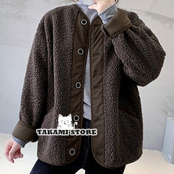 ボアジャケット レディース 秋 冬 上着 アウター ジャンバー 羽織り 長袖 ミディアム丈 トップス オーバーサイズ ボアブルゾン お洒落 可愛い カジュアル