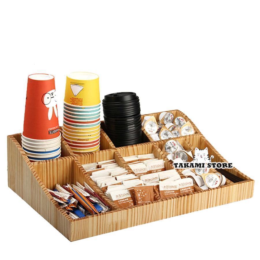 多機能コーヒーショップカウンタートップ収納ボックス、カップと蓋ホルダーディスペンサー、コーヒーア..